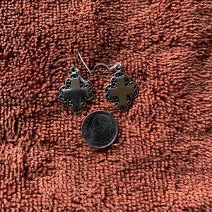Sterling Silver Cross Dangle Earrings